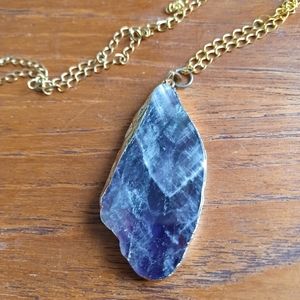 Large Amethyst Necklace - 'Gold' Pendant